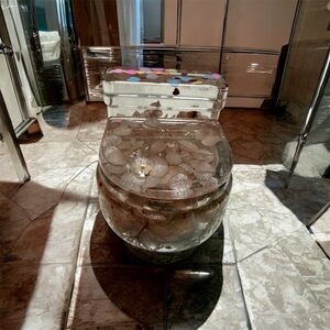 Elegant Transparent Toilet Jewelry organizer with Floral Design